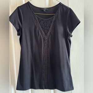 Jacob Women’s Black Short Sleeve Top with Lace Trim